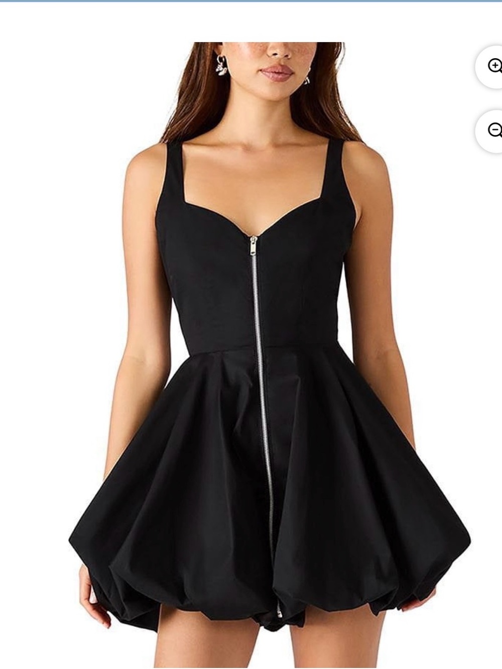 Steve Madden Black Zip-Front Bubble Mini Dress